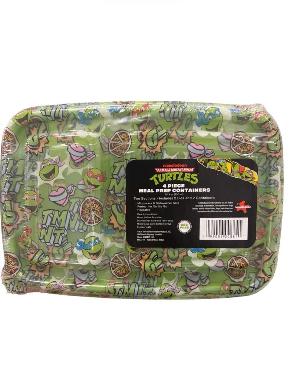 Teenage Mutant Ninja Turtles 4-Piece Meal Prep Containers - Green
